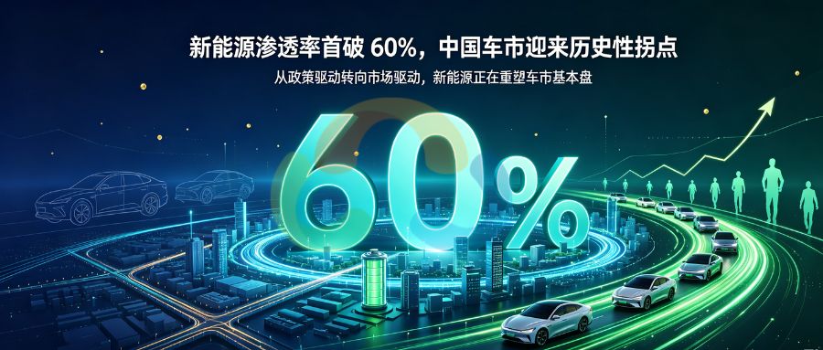 新能源渗透率首破 60%，中国车市迎来历史性拐点